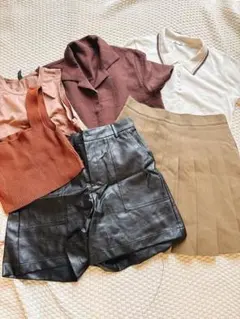 ブラウン・ベージュ レディースセットアップ 6点　M〜L