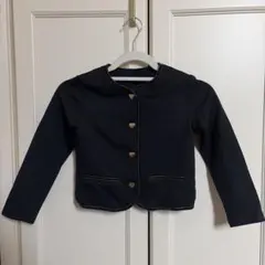 【ZARA】ハートボタン ノーカラー ジャケット ネイビーのサムネイル