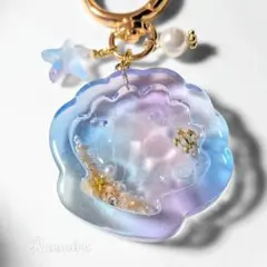 レジンヘアゴム ハンドメイド エンゼルフィッシュ型 星の砂 海 海の