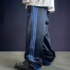 90s adidas 万国旗タグ オールスナップボタンナイロントラックパンツ