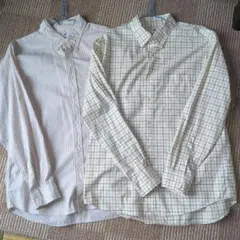 ユニクロ長袖シャツＬサイズ チェック柄 ストライプ柄計２枚