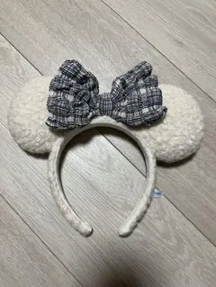 ディズニー　カチューシャ チェックリボン