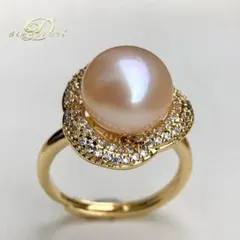 本真珠淡水無核パール　シャンパンピンク10.7㍉リングY912