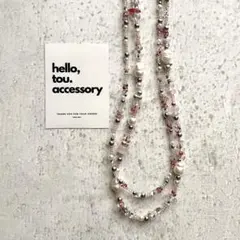 淡水パールシルバービーズネックレス　ファルファーレ　クリアピンク