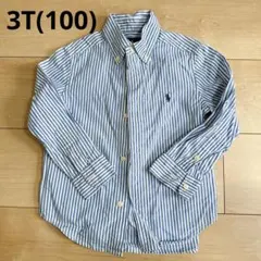 RALPH LAUREN キッズシャツ 3T ストライプ 長袖 美品 男の子