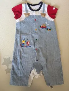 ミキハウス ストライプロンパース 80cm