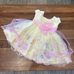 花柄刺繍ベビードレス 12M イエロー
