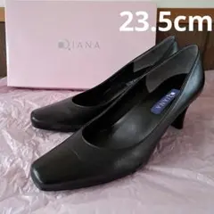 DIANA　23.5cm　ブラックハイヒール　スクエアトゥ　冠婚葬祭　リクルート