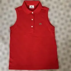 未使用 LACOSTE ノースリーブ ポロシャツ レッド サイズ40