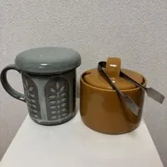 茶こし付きマグカップとシュガーポットセット
