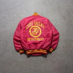 美品 USA製 80s USA海兵隊 ナイロンスタジャン 赤 S