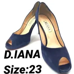 【良品】DIANA/ダイアナ♡オープントゥ スエードパンプス☆ネイビー 23cm