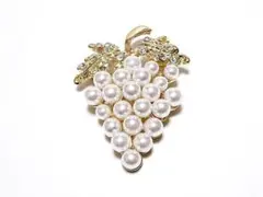 bro-0027　ブローチ　葡萄　ブドウ　白ぶどう　グレープ　パール