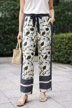 Drawer ドゥロワー 花柄パンツ ドット イージーパンツ 総柄