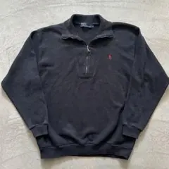 【レアモデル】90s ラルフローレン ハーフジップ ブラック