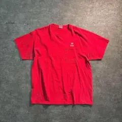 7SM2【PORT COMPANY】ワンポイント刺繍半袖Tシャツ　赤　ポケットのサムネイル