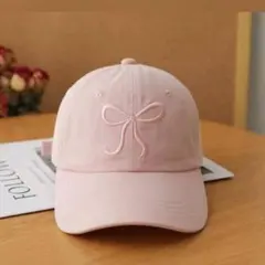 ピンク キャップ リボン刺繍