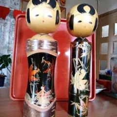 伝統的な手描きこけし 2体セット