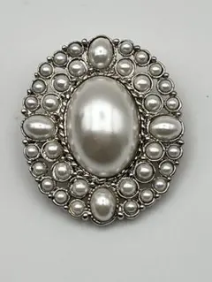 アガタパール装飾 オーバル型ブローチ