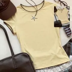 COMFORTCANA コントラストトリム 半袖Tシャツ シーインSサイズ