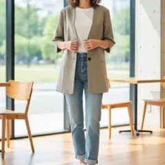 OPAQUE.CLIP ノーカラージャケット 半袖 レディース Lサイズ