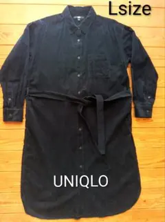 UNIQLO ブラック シャツワンピース Lsize　コーデュロイ