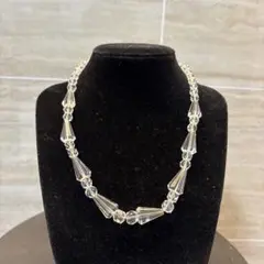 ヴィンテージ　クリスタルビーズ ネックレス silver刻印