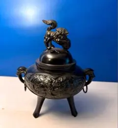 獅子摘み 鳳凰彫り 香炉 銅製 工芸品 置物 - メルカリ