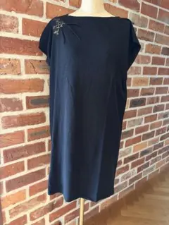 Vanessa Bruno ニットワンピ スパンコール刺繍 ベルト付き ブラック