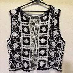 レディース　編み込みベスト　フリーサイズ