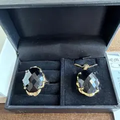 天然オニキス ブラックペンダントとリングセット