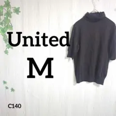 ユナイテッド ニット M⭐️薄手 タートルネック 古着 ウール100% お洒落