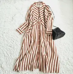 アーバンリサーチドアーズ 定価1.3万 ストライプ シャツワンピース リネン