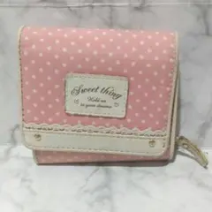 財布 折りたたみ財布 ミニ財布 二つ折り ピンク 水玉 カード収納