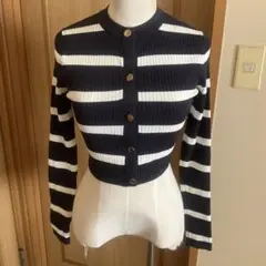 ZARAネイビーとホワイトのストライプカーディガン