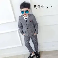 新作❤︎5点セット  お揃い スーツ グレーウィンドウペン柄