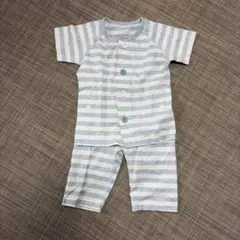 無印良品　ベビー　半袖パジャマ　水色ボーダー　90〜100㎝のサムネイル