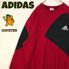 1123 アディダス　リメイク　再構築　刺繍　ロゴ　スウェット　トレーナー　赤