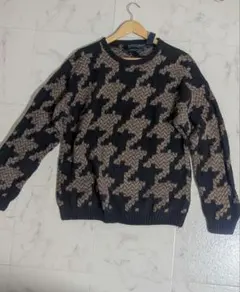 ハウンドトゥースパターンニットセーター