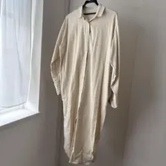 長袖 リネンブレンドシャツワンピース [E2444]