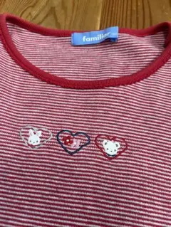 familiar 赤と白ストライプ 長袖カットソー 120cm