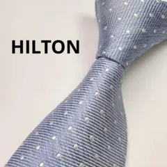 HILTON ヒルトン　ネクタイ　シルク　ブルー　ドット　イタリア製