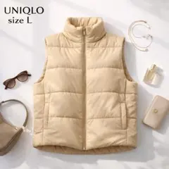 【美品】ユニクロ UNIQLO 中綿ベスト ベージュ L ウォームパデッドのサムネイル