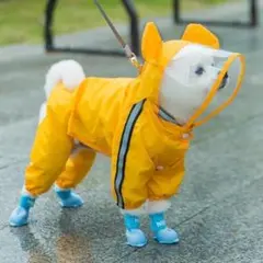 犬用レインコート【イエローXXL】 レインウェア 小型犬 中型犬 大型犬 カッパのサムネイル