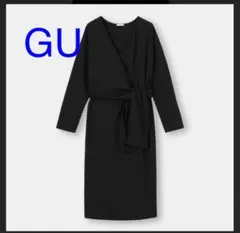 GU フロントリボンドレス　長袖　ブラック　S