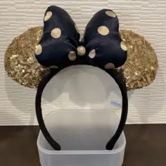 ディズニー　ミニー　カチューシャ　ドットリボン　スパンコール