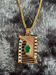 18K GP 緑石付きネックレス42cm