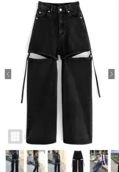 【GRL】2wayスリットデザイン ブラックデニム