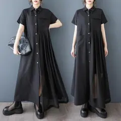 大きいサイズ ワンピース　シアー　シャツ　レディース 春夏　 新品 半袖　ロング