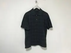 本物バーバリーロンドンBURBERRYコットンチェック柄半袖ポロシャツメンズL黒